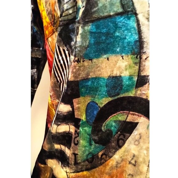 RARE!! Vintage Dolcezza Simply Art Artsy Velvet Painting Print Button Up Shirt - Picture 11 of 16